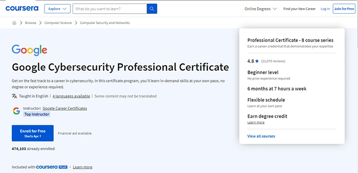 Google Cybersecurity Professional Certificate
