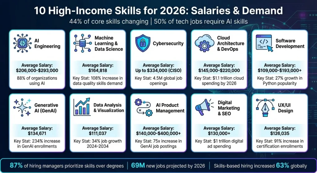 Salary forecast- High income skills commanding the biggest salary premiums in 2026 including generative AI, cloud security, and CISSP certifications